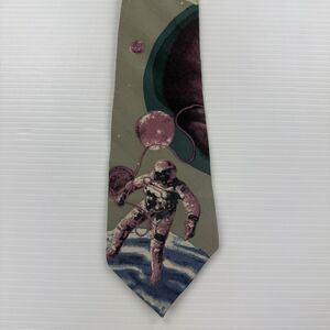 Wembley Astronaut Space Novelty Silk Tie Galaxy Planet Made USA Mens Necktie